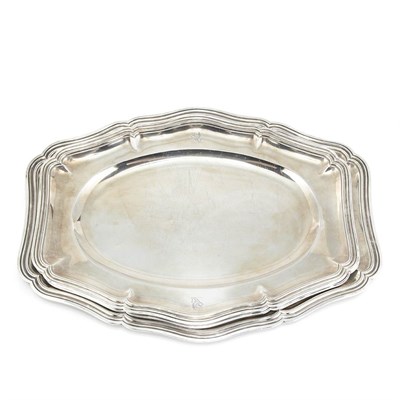 Lot 223 - Set of Three French Silver Platters Risler and...