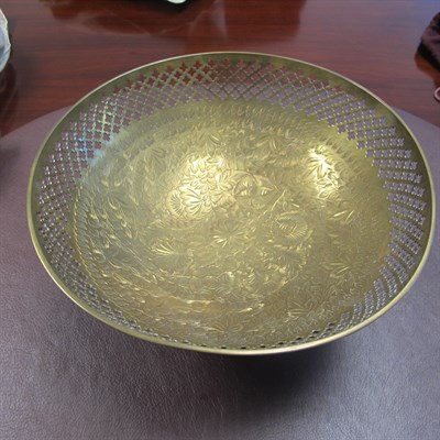 Lot 214 - Indian Brass Bowl on Pedestal