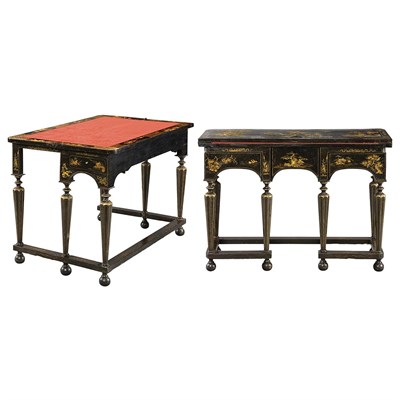 Lot 282 - Pair of William and Mary Japanned Writing...
