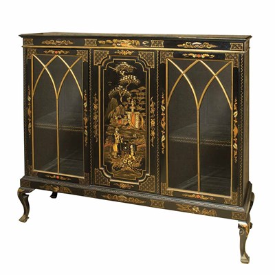 Lot 358 - Regency Style Chinoserie Decorated Black...