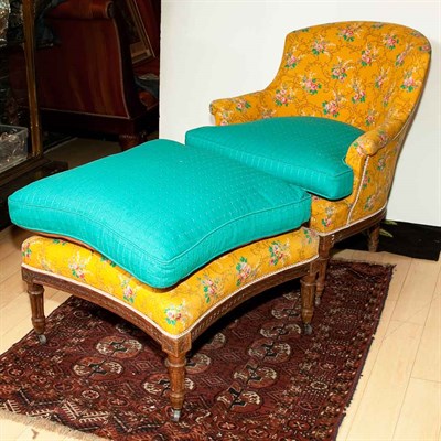 Lot 260 - Provincial Louis XV Style Walnut Bergere and...