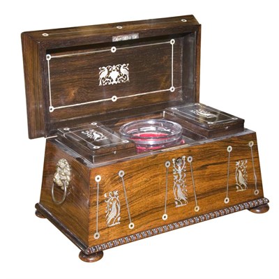 Lot 472 - English Mother-of-Pearl Inlaid Rosewood Tea...