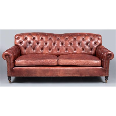 Lot 1451 - George Smith Leather Upholstered Sofa Length 6...