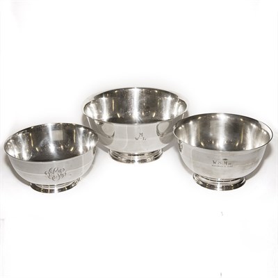 Lot 337 - Three Revere Style Sterling Silver Bowls Total...