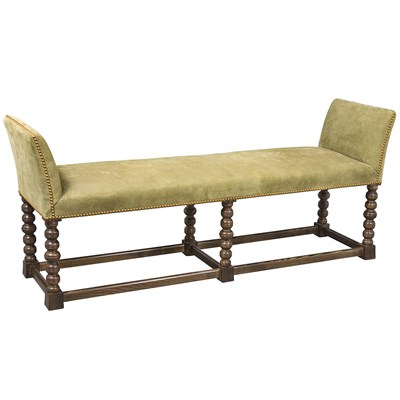 Lot 1216 - Baroque Style Suede Upholstered Bench Length...