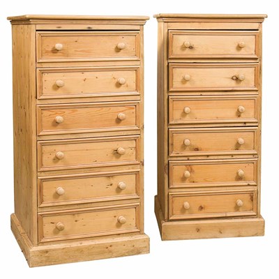 Lot 1181 - Associated Pair of American Pine Tall Chest of...