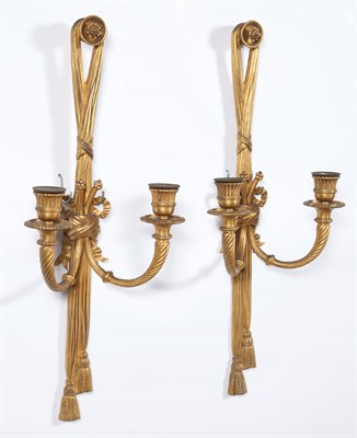Lot 345 - Pair of Louis XVI Style Gilt-Bronze Two-Light...