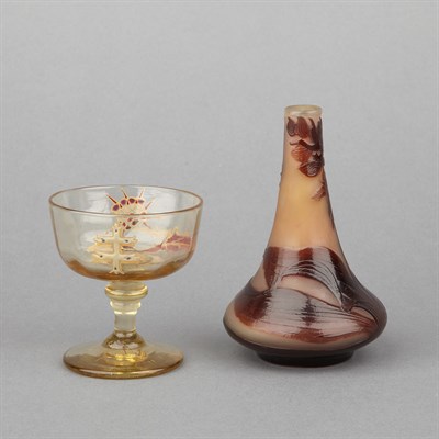 Lot 361 - Two Galle Glass Miniature Cabinet Articles...