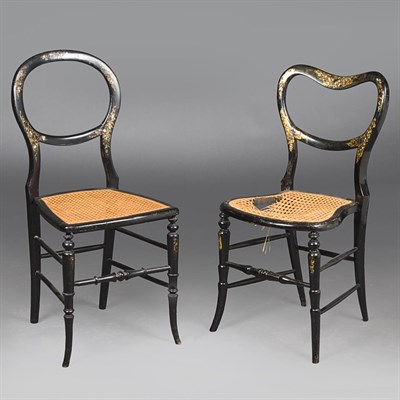 Lot 235 - Two Victorian Mother-of-Pearl Inlaid Black...