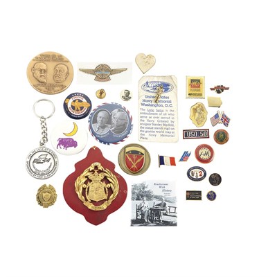 Lot 321 - Miscellaneous Group of  Buttons, Tie Tacks, Lapel Pins and Military and Political Items
