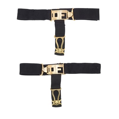 Lot 349 - Pair of Gold and Elastic Sock Garters