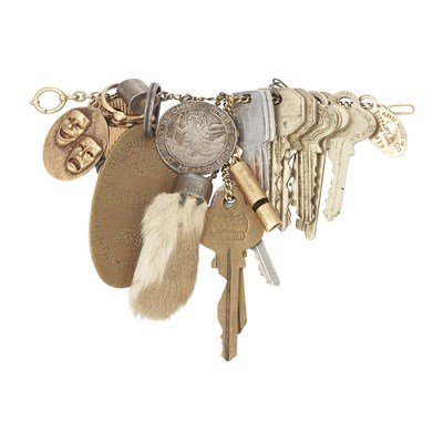 Lot 326 - Set of Keys with Group of Assorted Gold and Metal Charms