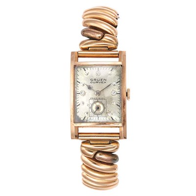 Lot 333 - Gentleman's Rose Gold Wristwatch, Gruen Curvex