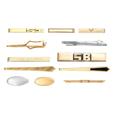 Lot 322 - Group of Eleven Miscellaneous Tie Bars and Shirt Collar Bar