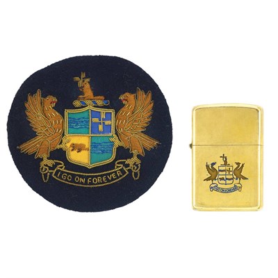 Lot 327 - Gold-Filled Cigarette Lighter and Club Patch with The Brook Crest