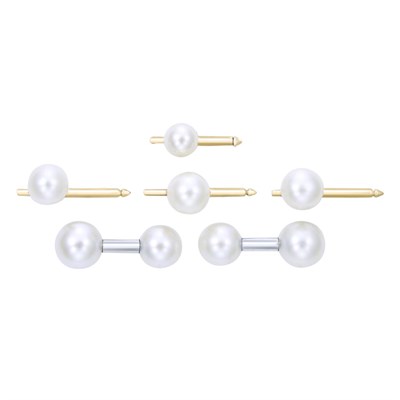 Lot 346 - Gentleman's White Gold, Platinum and Cultured Pearl Dress Set