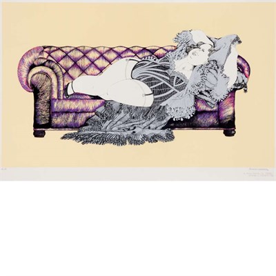 Lot 93 - Dieter Grossberg [ODALISQUE] Color lithograph,...
