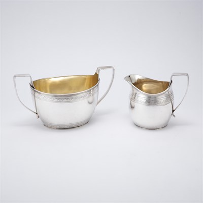 Lot 218 - American Silver Plated Sugar Bowl and Creamer...