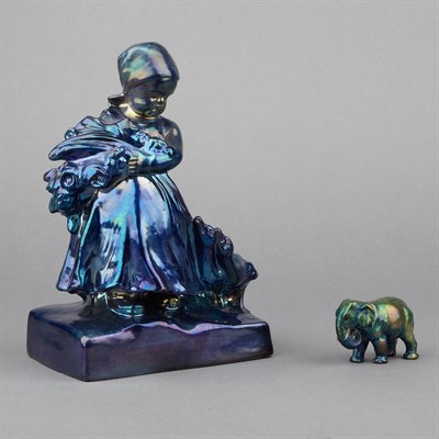 Lot 187 - Two Zsolnay Pecs Ceramic Figural Articles...