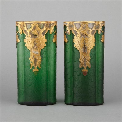 Lot 373 - Pair of French Acid Etched and Gilt Decorated...
