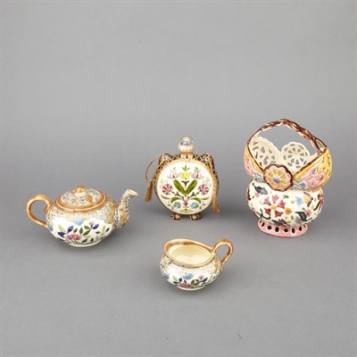 Lot 190 - Zsolnay Pecs Ceramic Teapot and Creamer Each...