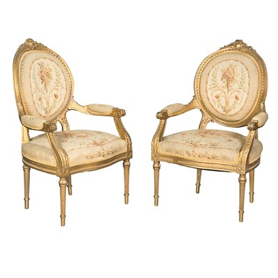 Lot 285A - Assembled Louis XVI Style Gold Painted...