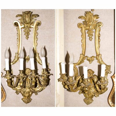 Lot 344 - Pair of Louis XIV Style Gilt-Bronze Sconces...