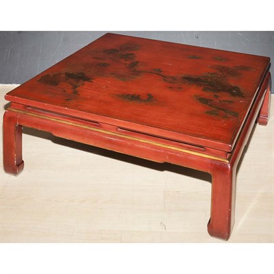 Lot 230 - Chinese Style Red Lacquered Low Table Height...
