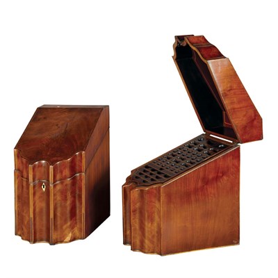 Lot 341 - Pair of George III Inlaid Mahogany Knife Boxes...
