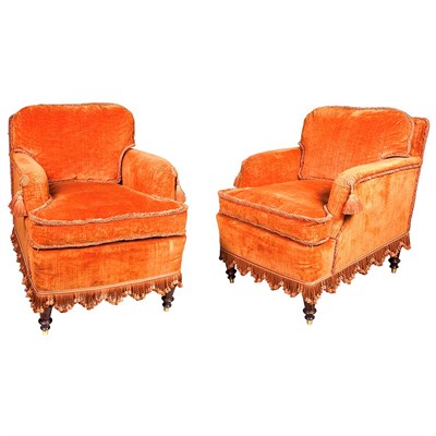 Lot 204 - Pair of Upholstered Lounge Chairs Each...