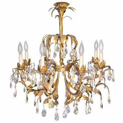 Lot 358 - Gilt-Metal and Glass Eight-Light Chandelier...