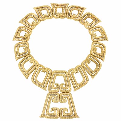 Lot 347 - Hammered Gold Collar Pendant-Necklace, Zolotas