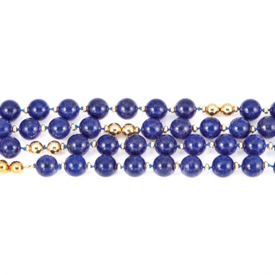 Lot 121 - Gold and Lapis Bead Necklace