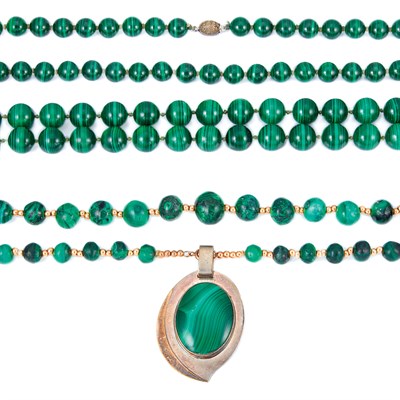 Lot 123 - Four Assorted Strands of Malachite Beads
