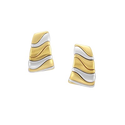 Lot 37 - Pair of Gold and Stainless Steel Hoop Earclips, Marina B.