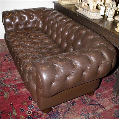 Lot 206 - Leather Upholstered Chesterfield Sofa Length 6...