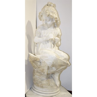 Lot 445 - Italian Marble Figure of a Young Girl Height...
