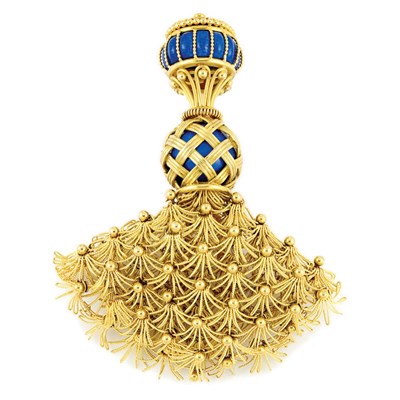 Lot 45 - Gold and Lapis Clip-Brooch, France