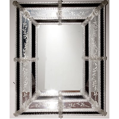 Lot 342 - Venetian Glass and Mirror Framed Mirror Height...