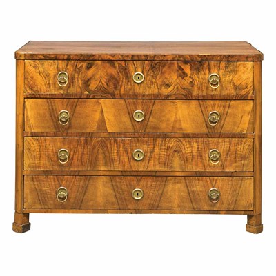 Lot 541 - German Neoclassical Banded Walnut Commode 19th...