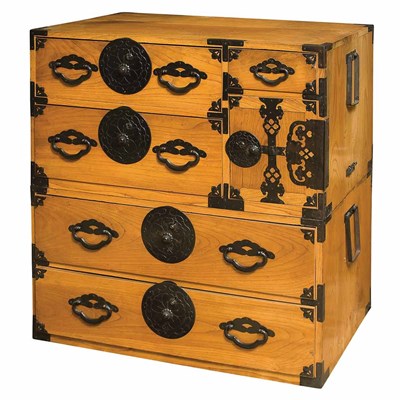 Lot 378 - Korean Metal Mounted Soft Wood Chest Height 36...