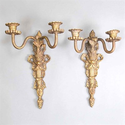 Lot 4 - Pair of Louis XVI Style Gilt-Bronze Two-Light...