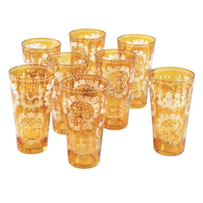 Lot 12 - Group of Nine Bohemian Etched Glasses Each...