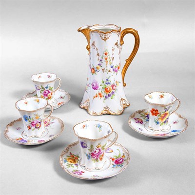 Lot 18 - Dresden Porcelain Chocolate Service Comprising...