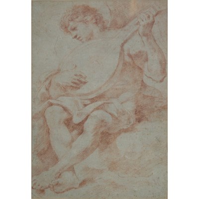 Lot 30 - Bolognese School 17th Century Angel Seated on...