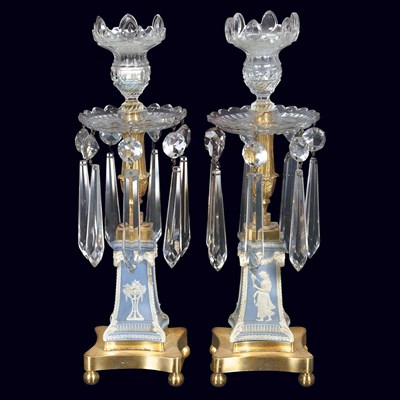 Lot 494 - Pair of George III Style Gilt-Meal, Cut Glass...
