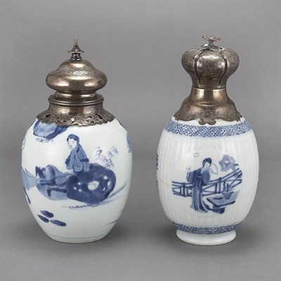 Lot 333 - Pair of Chinese Blue and White Glazed...