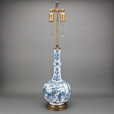 Lot 166 - Delft Blue and White Vase 19th Century Mounted...