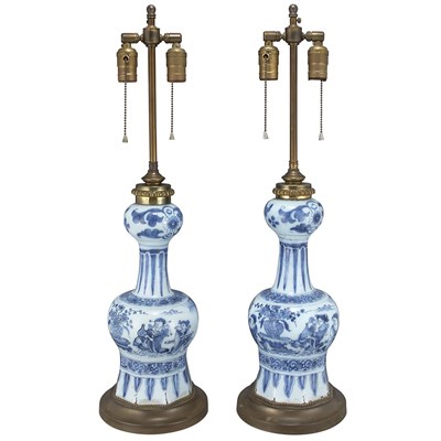 Lot 170 - Pair of Delft Blue and White Vases 19th...