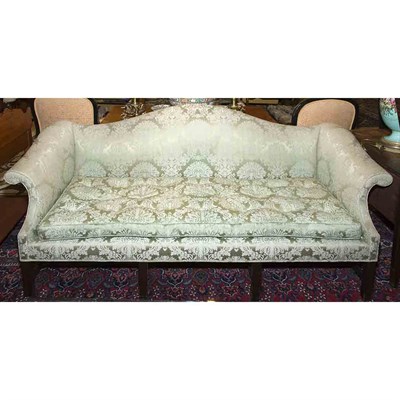 Lot 422 - Georgian Style Mahogany Camel Back Sofa Length...
